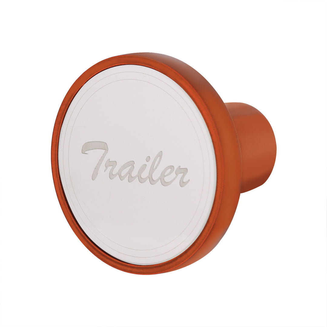 Aluminum Screw-On Air Valve Knob With Stainless Trailer Plaque - Cadmium Orange