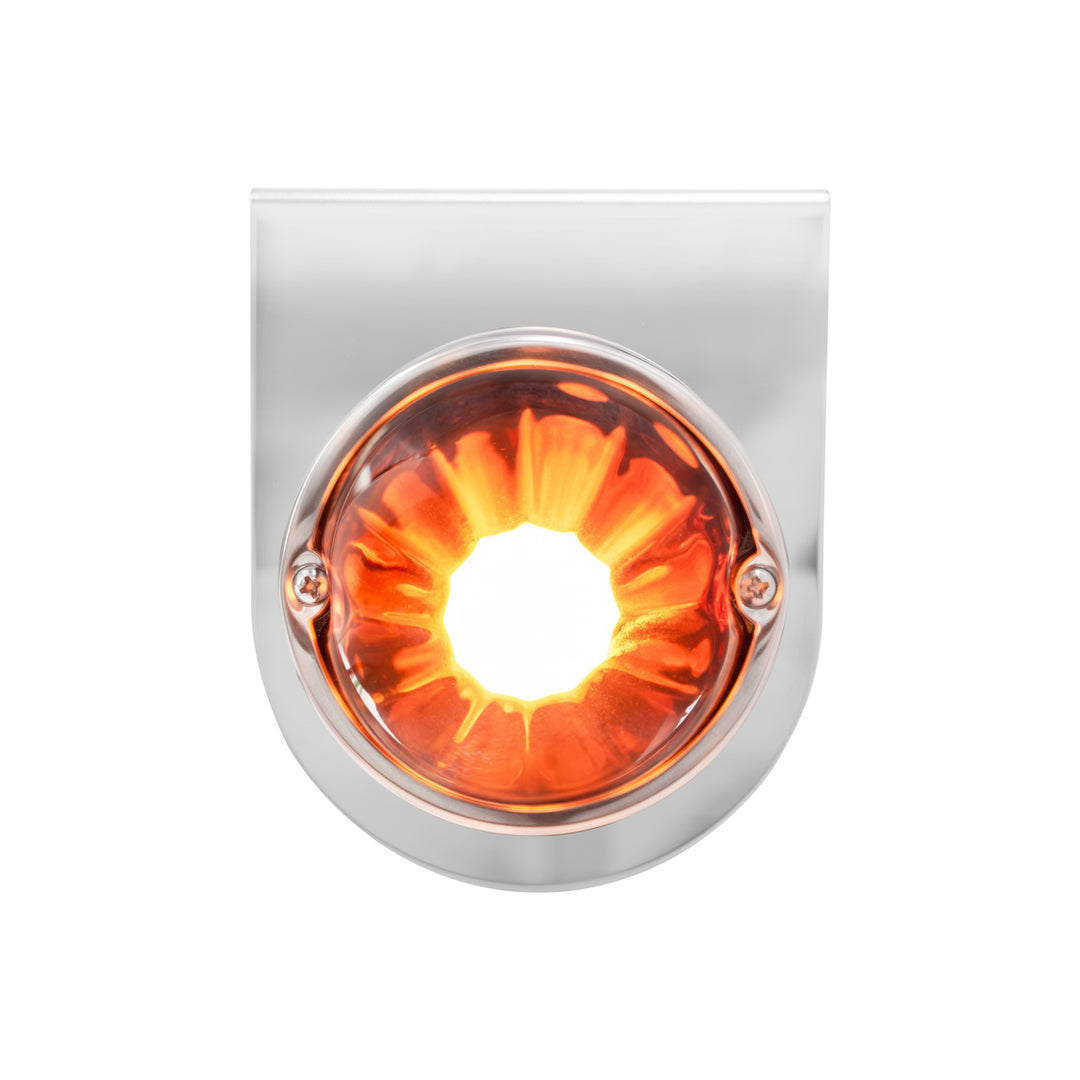 Dual Function Glass Watermelon Light With Stainless Steel Light Bracket Kit With LED Bulb - Amber LED/Dark Amber Lens