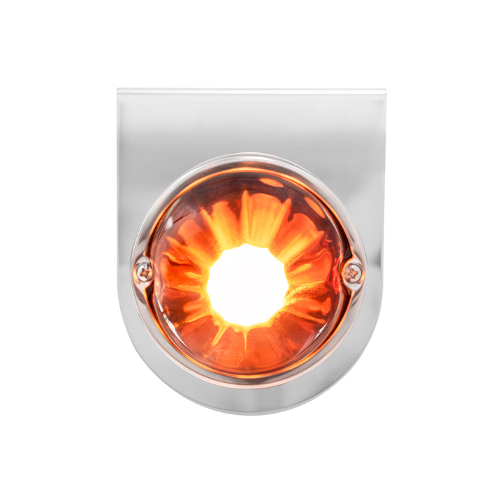 Dual Function Glass Watermelon Light With Stainless Steel Light Bracket Kit With LED Bulb - Amber LED/Dark Amber Lens