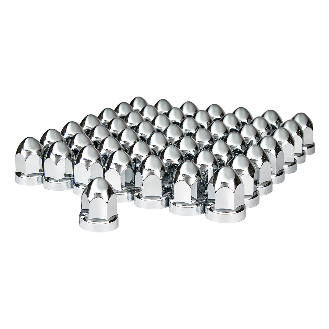 33mm X 2-3/4" Chrome Plastic Bullet Nut Covers With Flange - Push-On (60-Pack)