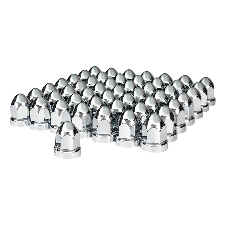 33mm X 2-3/4" Chrome Plastic Bullet Nut Covers With Flange - Push-On (60-Pack)