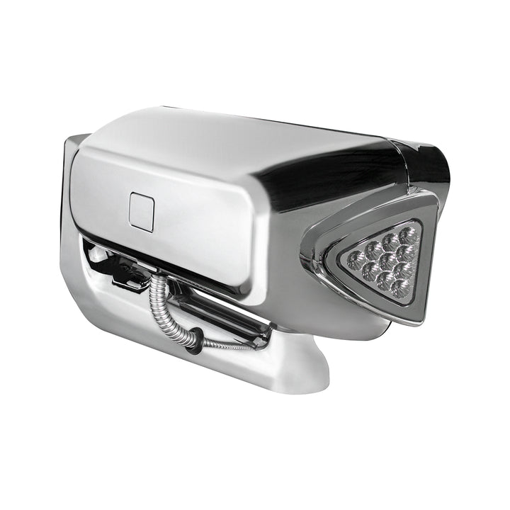 High Power LED Chrome Projection Headlight Assembly With Mounting Arm &amp; Turn Signal - Passenger