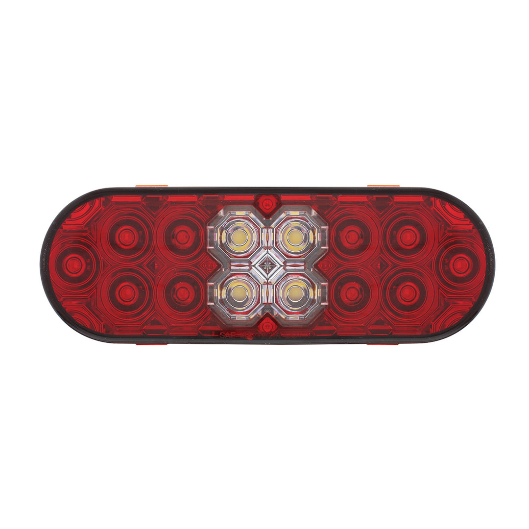 6" Oval Combo Light With 14 LED Stop, Turn &amp; Tail &amp; 16 LED Back-Up - Red LED/Red Lens