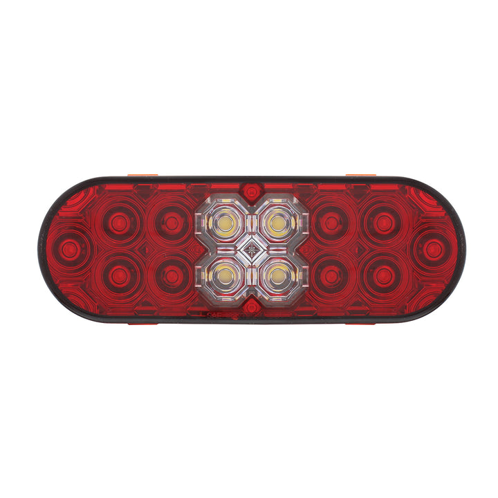 6" Oval Combo Light With 14 LED Stop, Turn &amp; Tail &amp; 16 LED Back-Up - Red LED/Red Lens