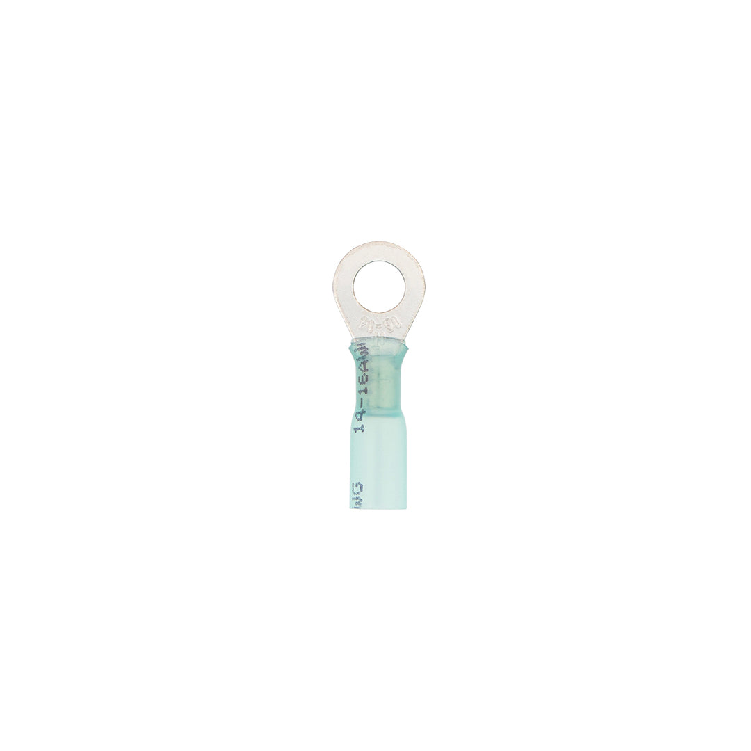 16-14 AWG 1/4" Stud CS Heat Shrink Ring Terminal - Blue (5-Pack)