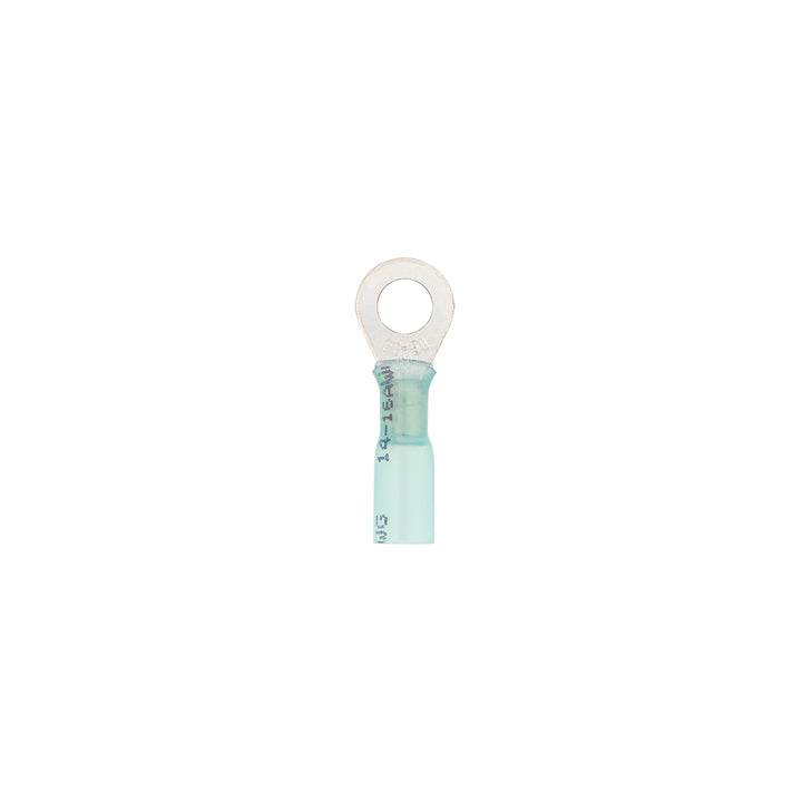 16-14 AWG 1/4" Stud CS Heat Shrink Ring Terminal - Blue (5-Pack)