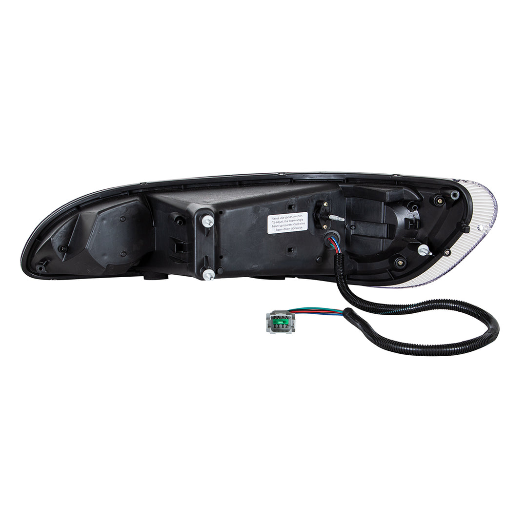 Black LED Headlight With LED Turn, Position, &amp; DRL For Peterbilt 386 (2005-2015) &amp; 387 (1999-2010) - Passenger