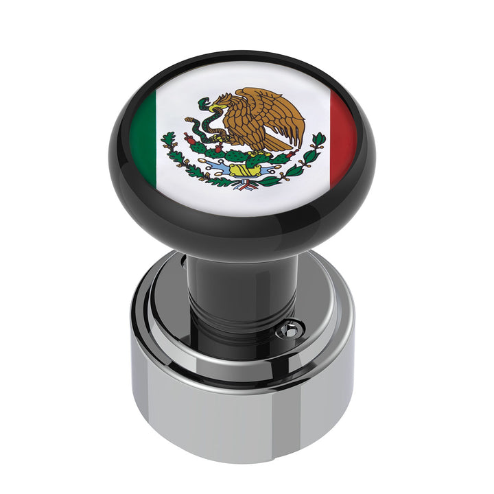 Thread-On Gearshift Knob With 9/10 Speed Adapter &amp; Mexico Flag Sticker - Black