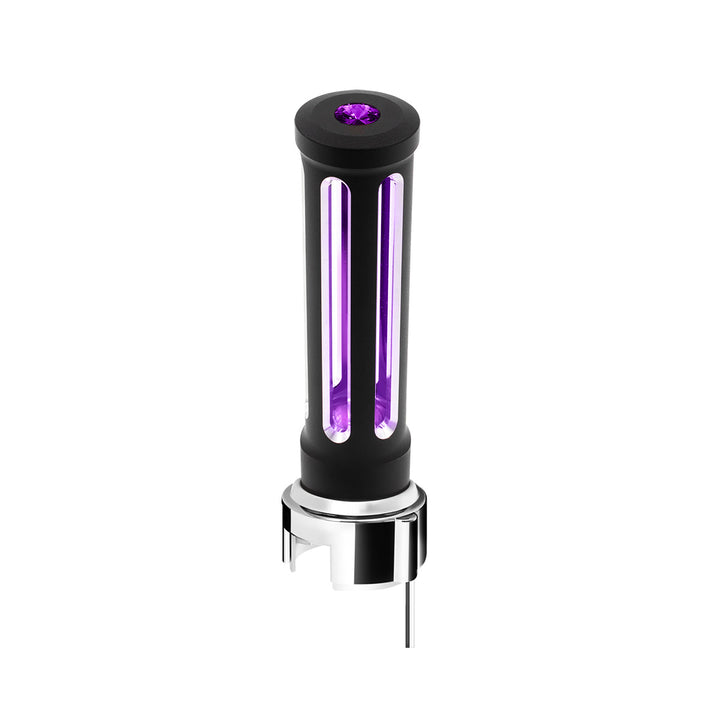 Thread-On Matte Black Sonoma Style Gearshift Knob With LED 13/15/18 Speed Adapter - Purple Crystal/Purple LED