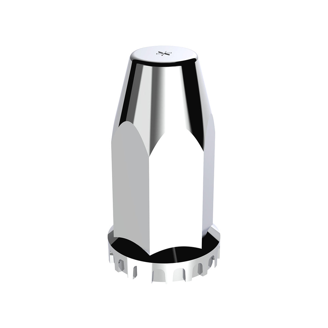 33mm X 4" Chrome Plastic Extra Tall Nut Cover With Flange - Thread-On (Bulk)