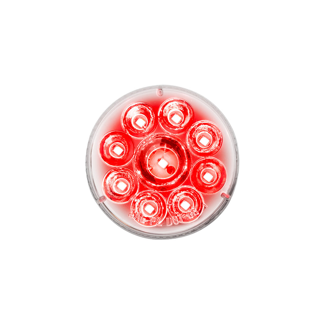 9 LED 2-1/2" Round Pure Reflector Light (Clearance/Marker) - Red LED/Clear Lens