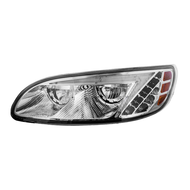 Chrome LED Headlight For Peterbilt 386 (2005-2015) &amp; 387 (1999-2010) - Driver