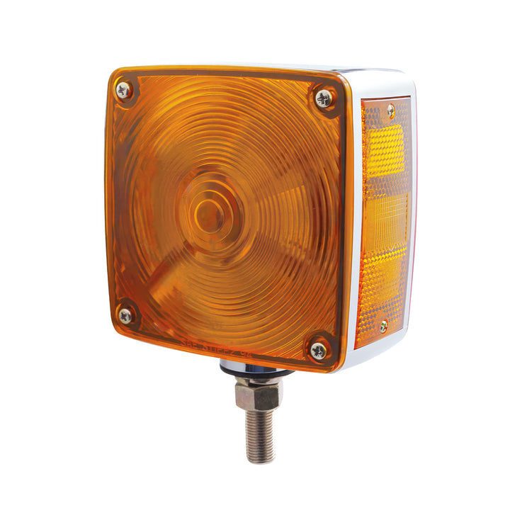Square Double Face Turn Signal Light With Single Stud - Amber &amp; Red Lens