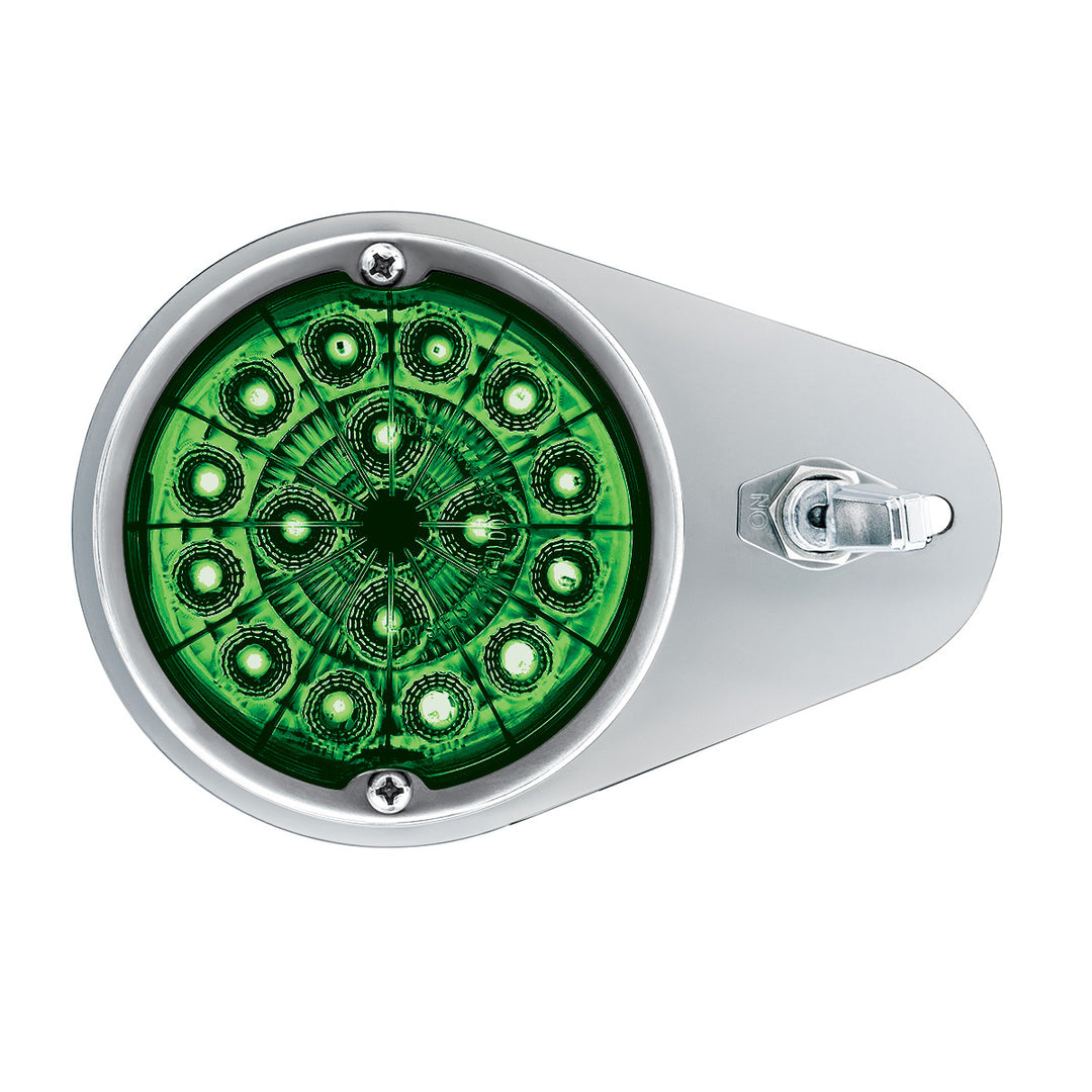 304 Stainless Steel Above Door Dome Light Kit W/ 17 LED Double Fury Watermelon For 1994-2025 KW W900 - Red &amp; Green LED
