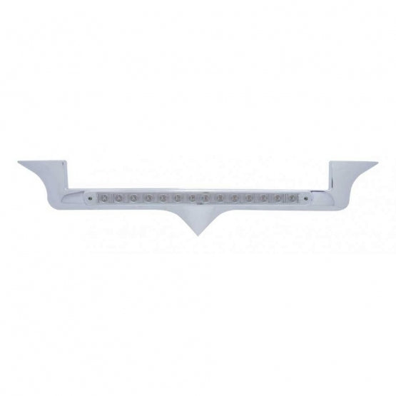 Chrome Hood Emblem Trim With 19 LED Reflector Light Bar For Kenworth - Red LED/Clear Lens
