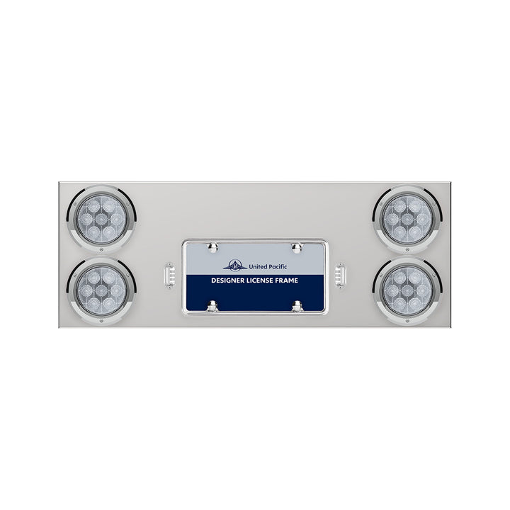 33-3/4" Stainless Rear Center Panel With Four 7 LED 4" Light &amp; Bezel - Red LED/Clear Lens - Competition Series