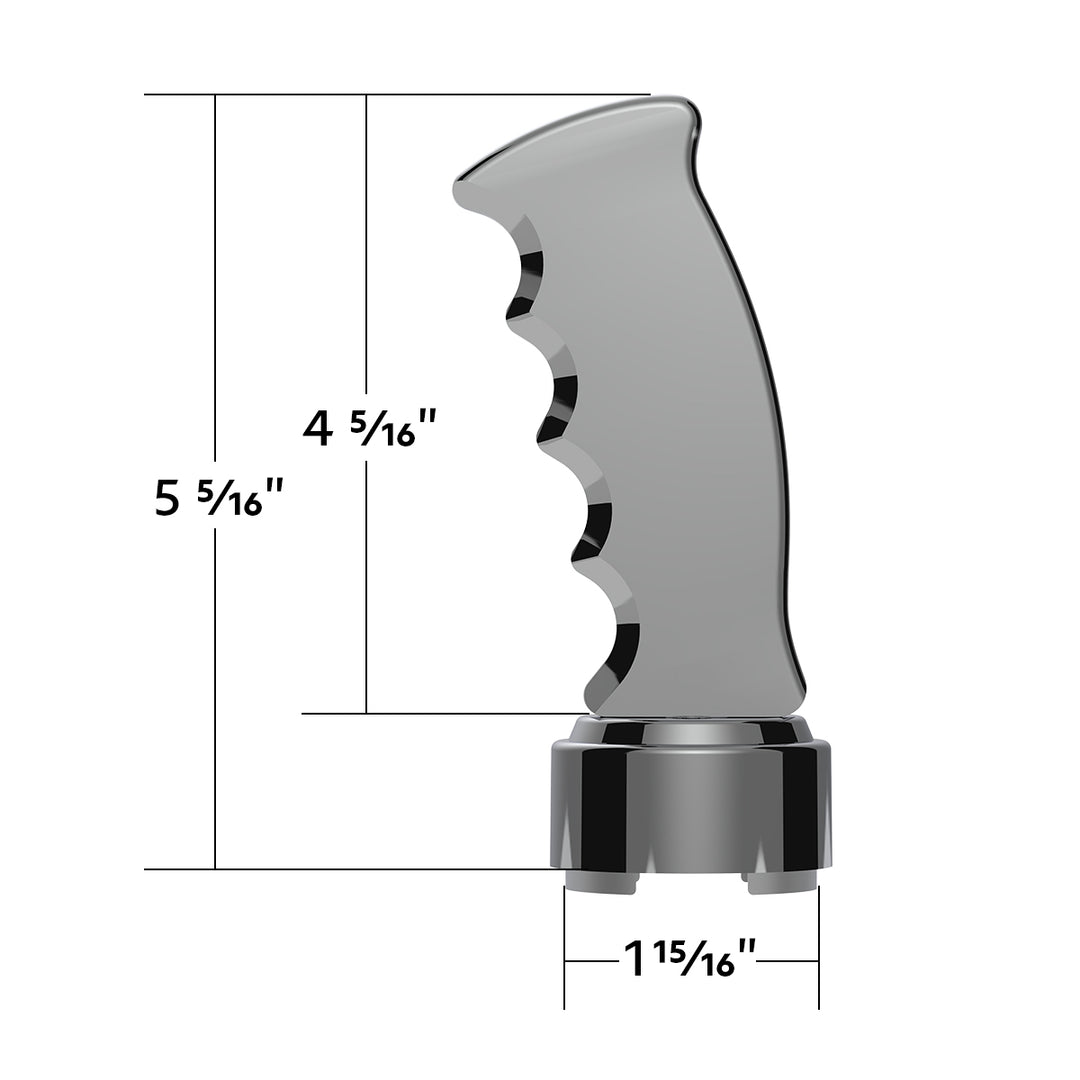 Thread-On Pistol Grip Gearshift Knob With Chrome 9/10 Speed Adapter - Chrome