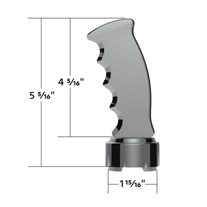Thread-On Pistol Grip Gearshift Knob With Chrome 9/10 Speed Adapter - Chrome