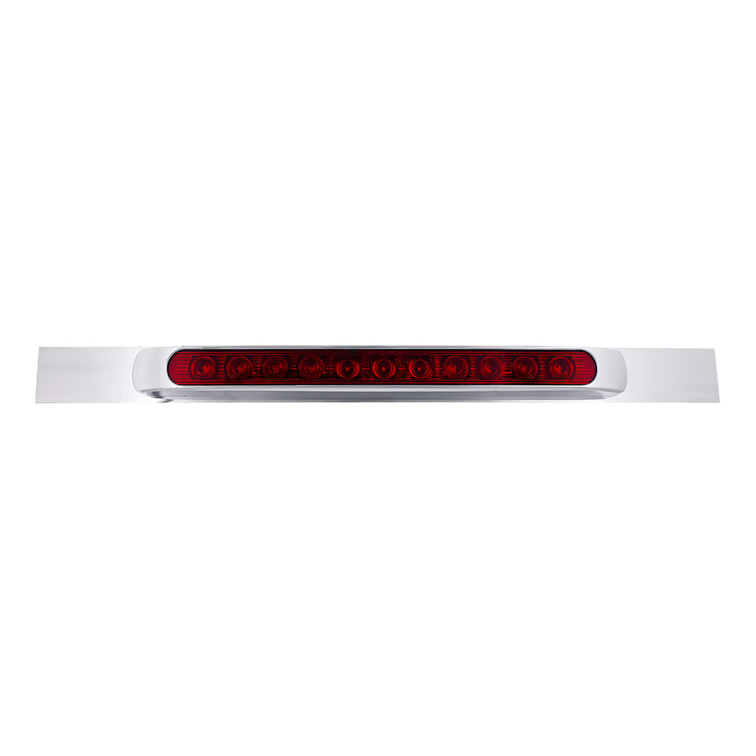 Chrome Top Mud Flap Plate With 11 LED 17" Light Bar &amp; Bezel - Red LED/Red Lens (Each)