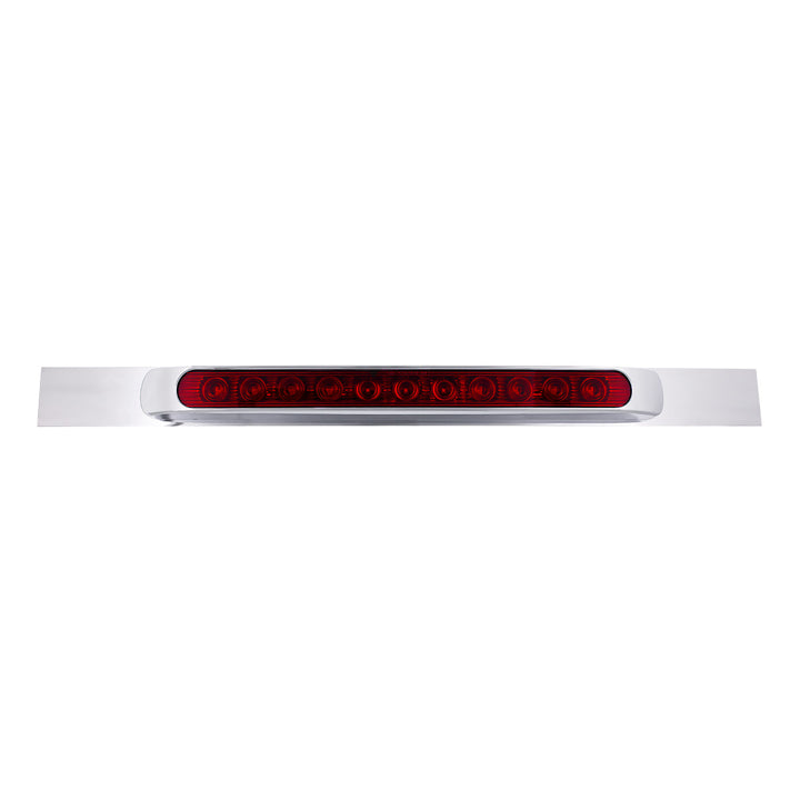 Chrome Top Mud Flap Plate With 11 LED 17" Light Bar &amp; Bezel - Red LED/Red Lens (Each)