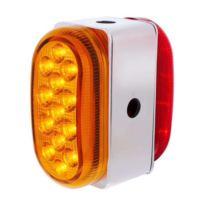 26 LED Dual Function Reflector Double Face Oval Light With Stainless Steel Bracket - Amber &amp; Red LED/Amber &amp; Red Lens