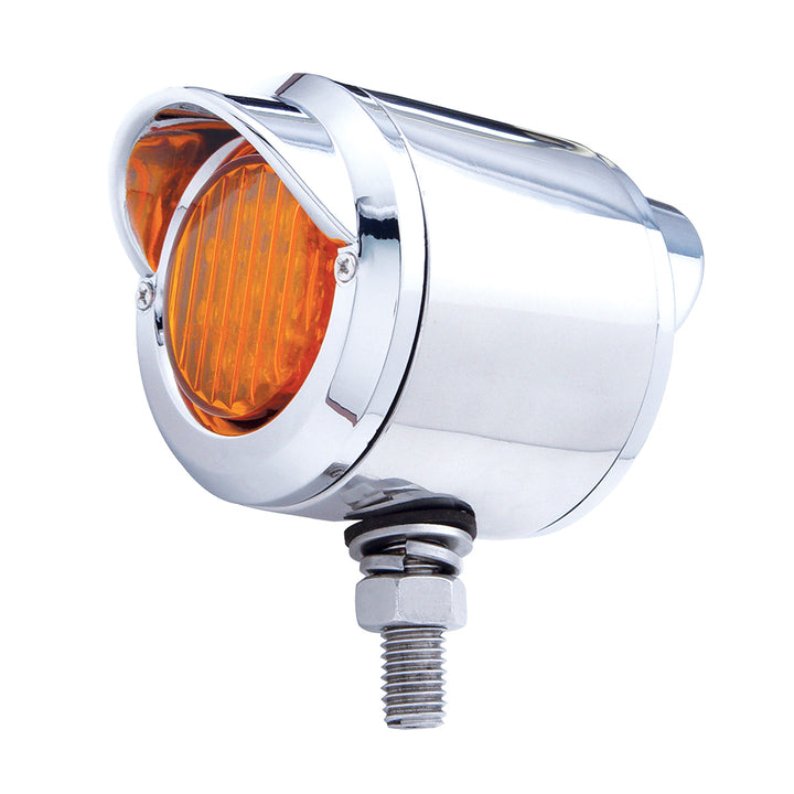 Stainless 2-1/2" Double Face Light With LED Lights &amp; Visors - Amber &amp; Red LED/Amber &amp; Red Lens