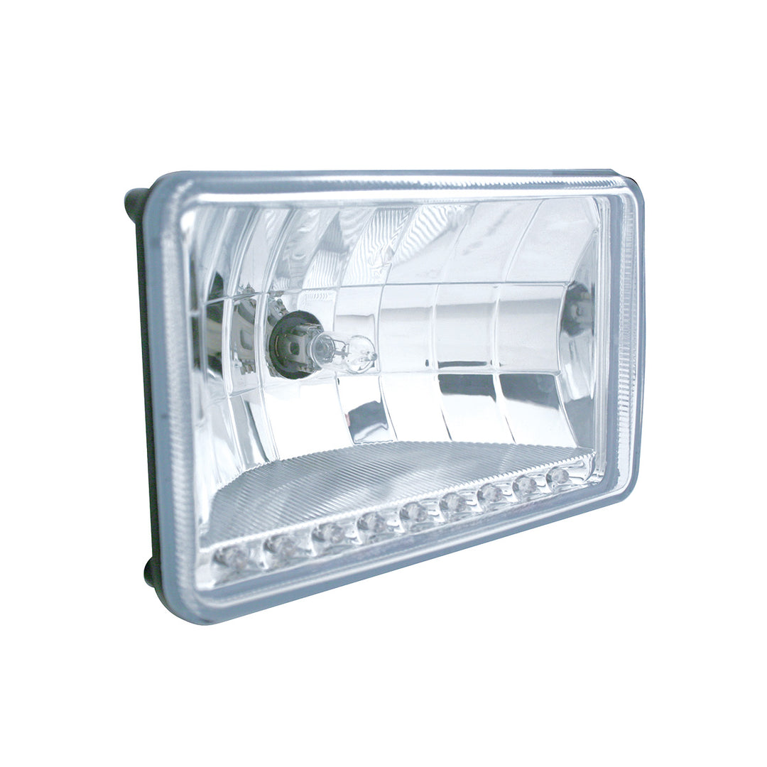 4" x 6" Crystal Headlight With 9 Amber LED Position Light - Low Beam