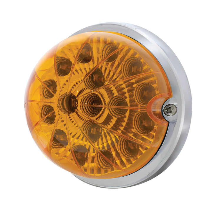 17 LED Dual Function Watermelon Clear Reflector Flush Mount Kit With Low Profile Bezel - Amber LED &amp; Lens