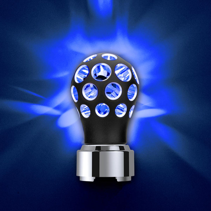 Thread-On Matte Black Phoenix Style Ball Gearshift Knob With LED 9/10 Speed Adapter - Blue LED