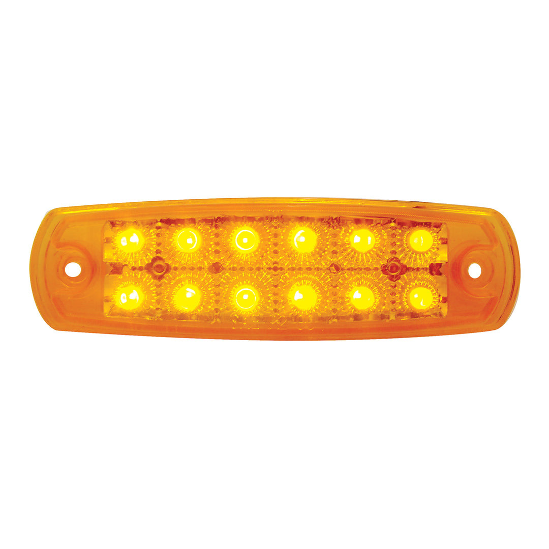 12 Amber LED Reflector Rectangular Light (Clearance/Marker) - Amber Lens (Bulk)