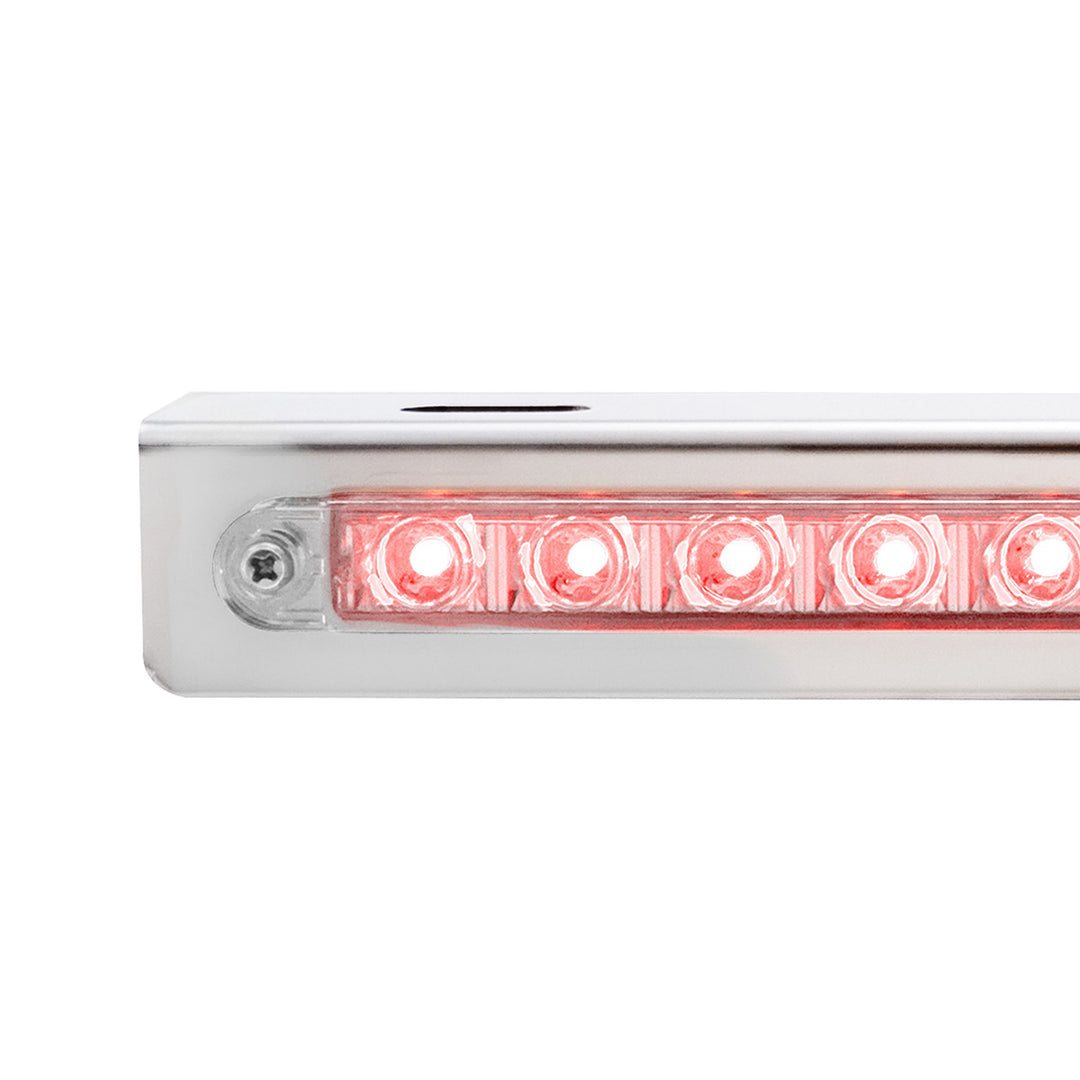 Stainless Light Bracket With 14 LED 12" Sequential Light Bar (Left to Right) - Red LED/Clear Lens