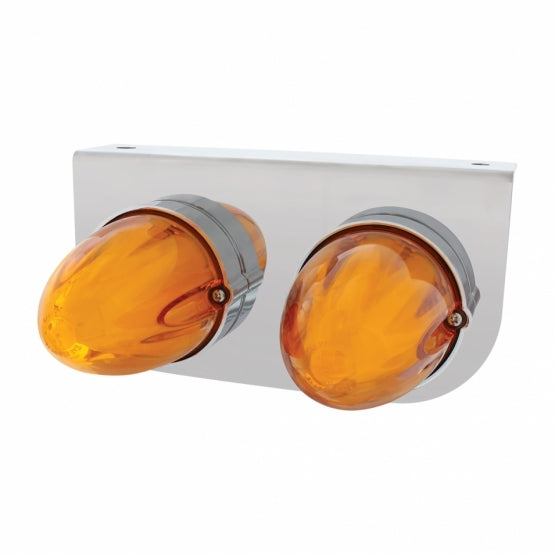 Stainless Light Bracket With 2 x 9 LED Dual Function Watermelon GloLight - Amber LED/Amber Lens