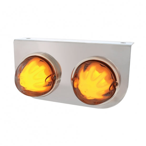 Stainless Light Bracket With 2 x 9 LED Dual Function Watermelon GloLight - Amber LED/Clear Lens