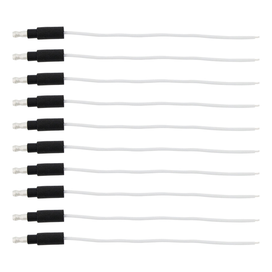 6" Single Lead Wire With .180 Bullet Termination &amp; Stripped End - White (10 Pcs)