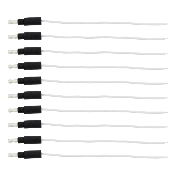 6" Single Lead Wire With .180 Bullet Termination &amp; Stripped End - White (10 Pcs)