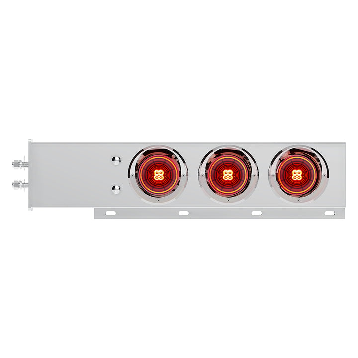2" Bolt Pattern Stainless Steel Spring Loaded Bar With 6 x 4" 13 LED Abyss Lights &amp; Visors - Red LED/Red Lens (Pair)