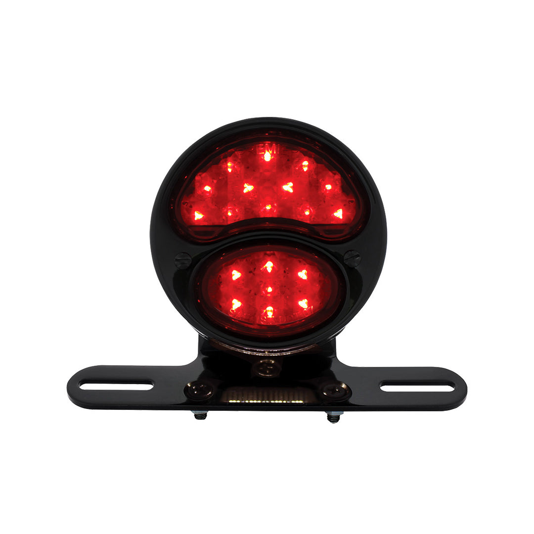 Black Motorcycle Rear Fender Mounting Bracket With 1928 LED "DUO Lamp" Tail Light