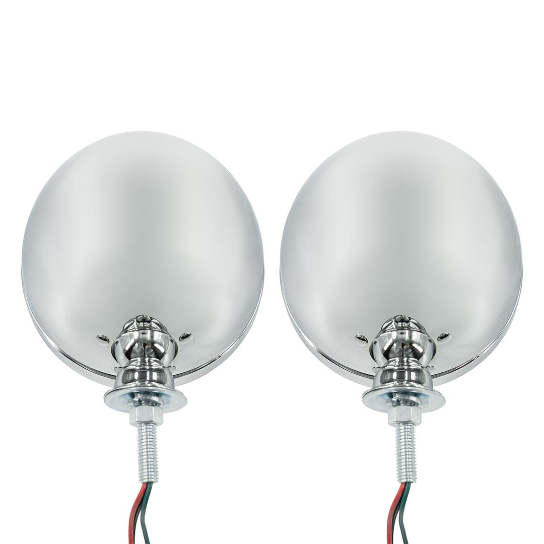 7" Chrome Dietz Style Headlight With 12 Volt Flat H4 Halogen Bulb (Pair)