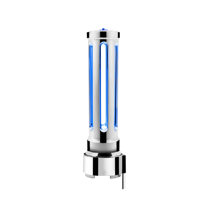 Thread-On Chrome Sonoma Style Gearshift Knob With LED 9/10 Speed Adapter - Blue Crystal/Blue LED