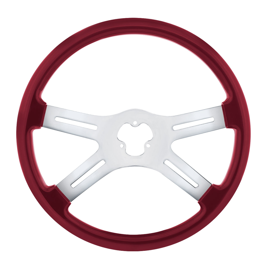18" Vibrant Color 4 Spoke Steering Wheel - Candy Red