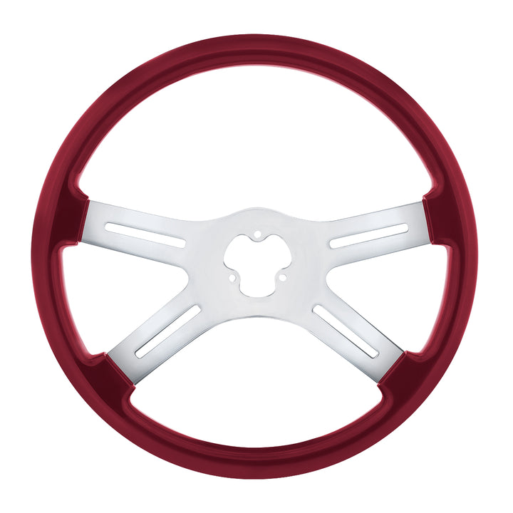 18" Vibrant Color 4 Spoke Steering Wheel - Candy Red