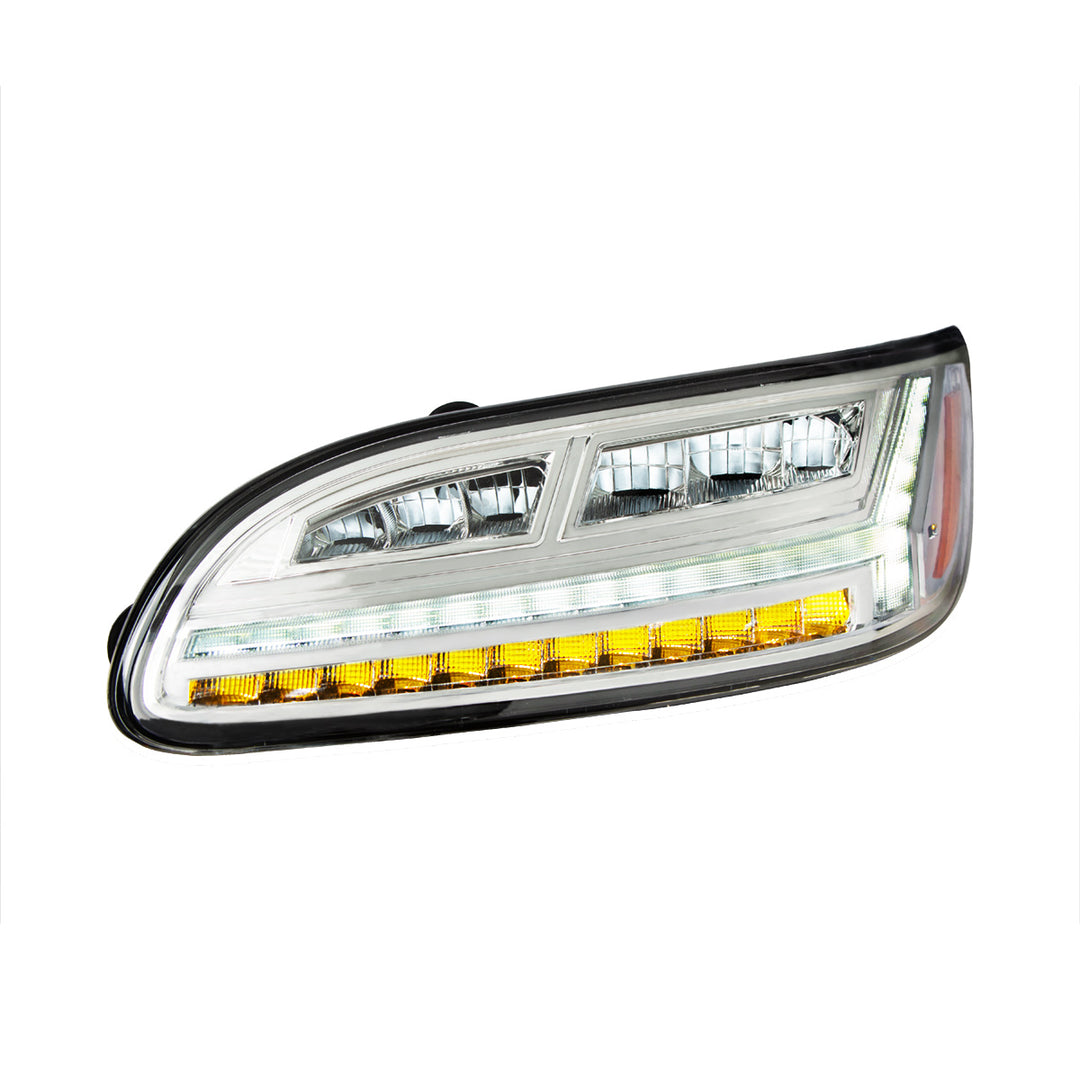 Chrome 6 LED Headlight For Peterbilt 386 (2006-2016) &amp; 387 (2000-2011) - Driver
