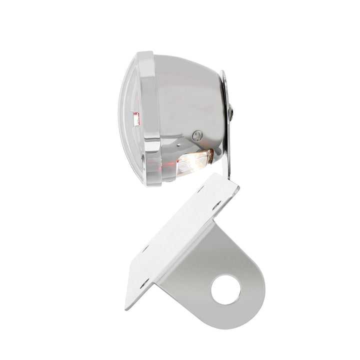 Motorcycle LED "Bobber" Style Horizontal Tail Light With Chrome Grille Bezel - Red Lens