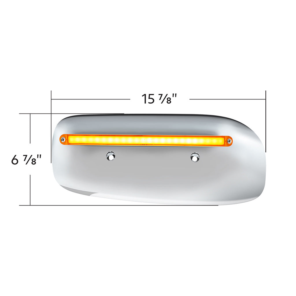 24 LED GloLight Rear Headlight Housing Cover For 2008-2023 Peterbilt 389 (Driver) - Amber LED/Lens