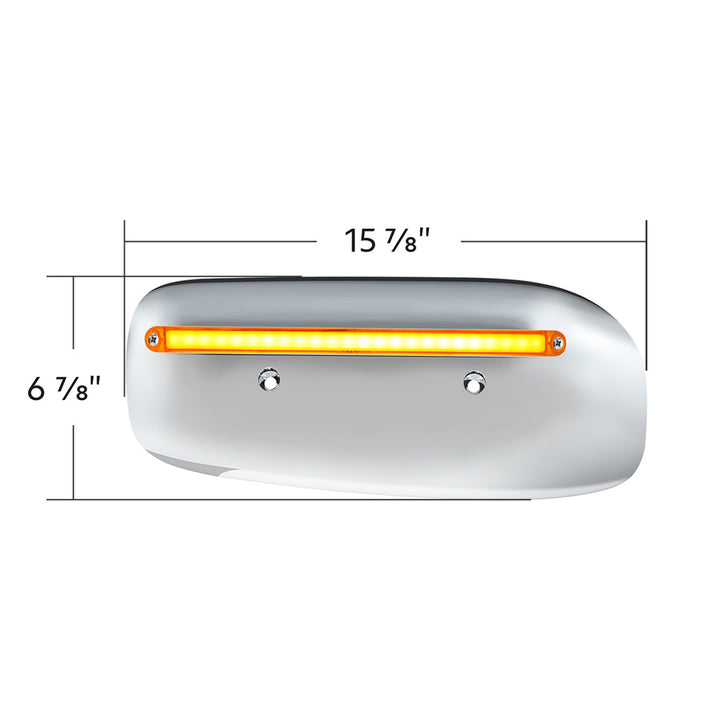 24 LED GloLight Rear Headlight Housing Cover For 2008-2023 Peterbilt 389 (Driver) - Amber LED/Lens
