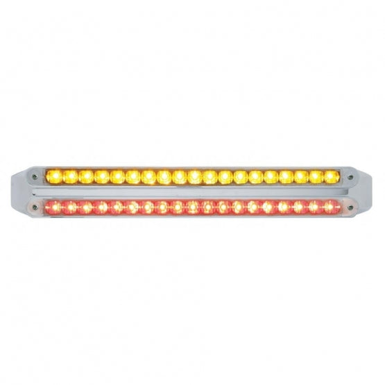 Dual 19 LED 12" Reflector Light Bars - Amber &amp; Red LED/Clear Lens