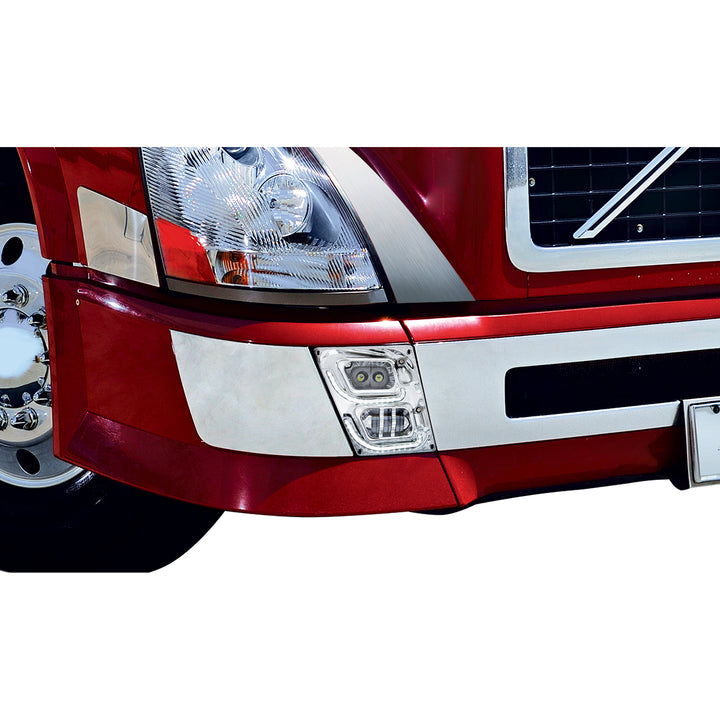 Chrome High Power LED Fog Light With LED DRL &amp; Position Light for 2003-2017 Volvo VN/VNL - Driver