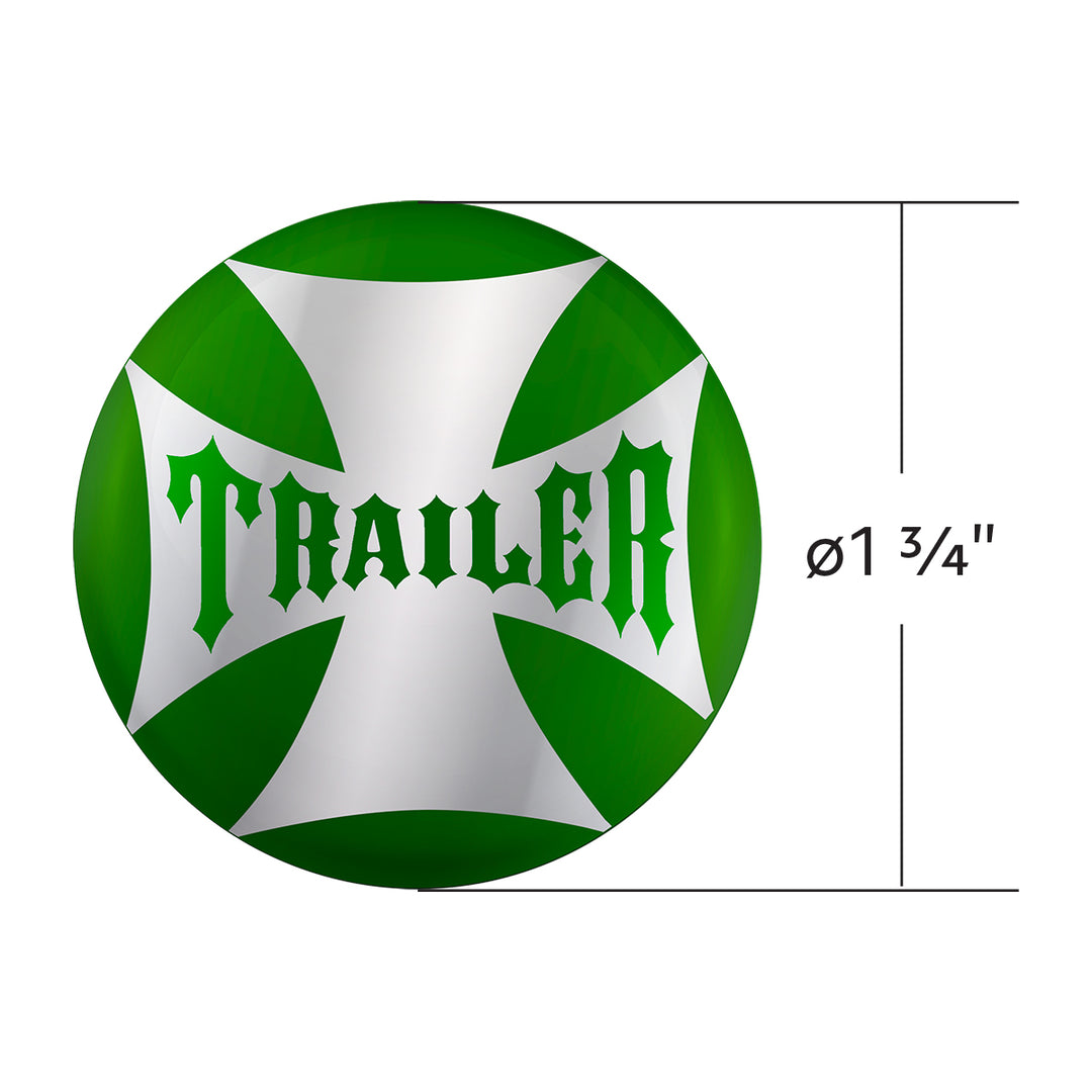 "Trailer" Maltese Cross Air Valve Knob Candy Color Sticker Only - Emerald Green