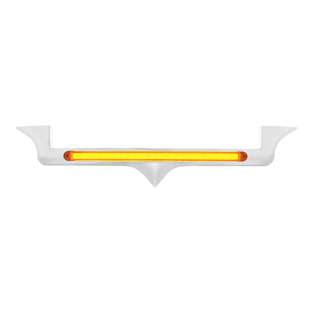 Chrome Hood Emblem Trim With 24 LED GloLight Bar For Kenworth - Amber LED/Amber Lens