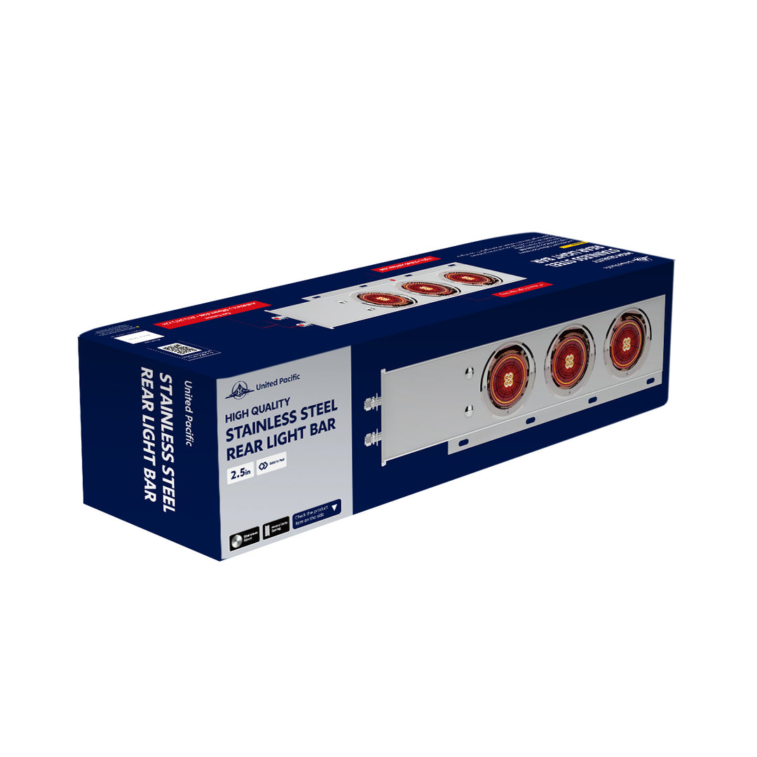 2-1/2" Bolt Pattern Stainless Steel Spring Loaded Bar With 6 x 4" 13 LED Abyss Lights - Red LED/Clear Lens (Pair)